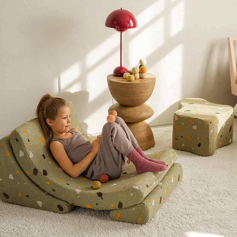 Wigiwama Pouffe 'Terrazzo Cloud' Moss