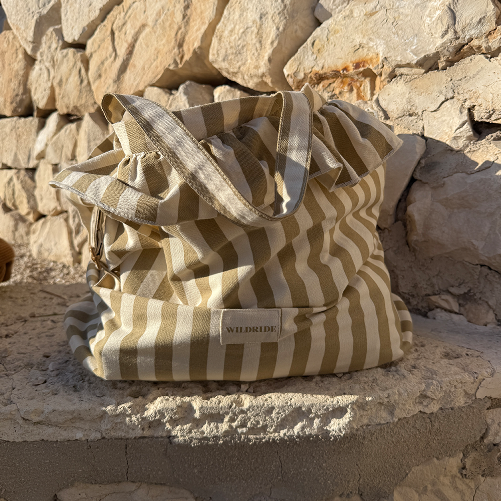Wildride Mini Schultertasche 'Ruffle' Beige Stripe