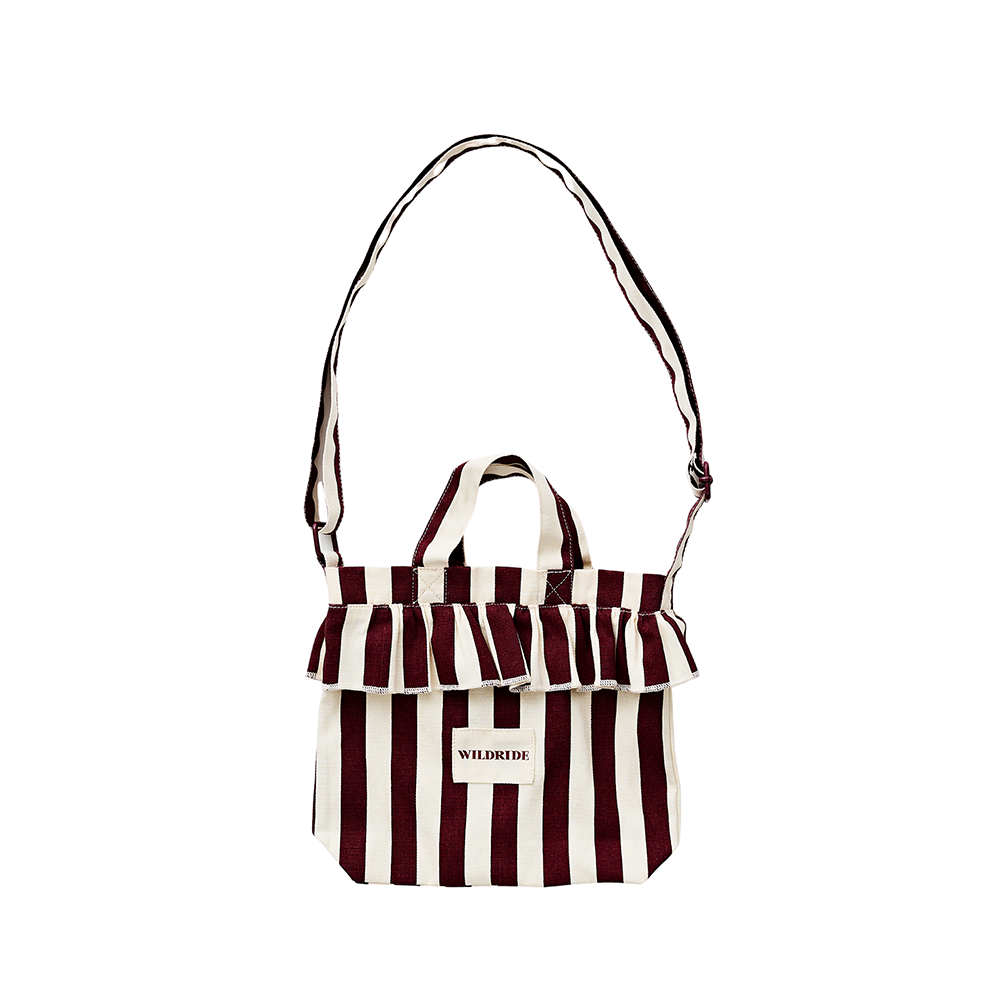 Wildride Mini Schultertasche 'Ruffle' Bordeaux Stripe