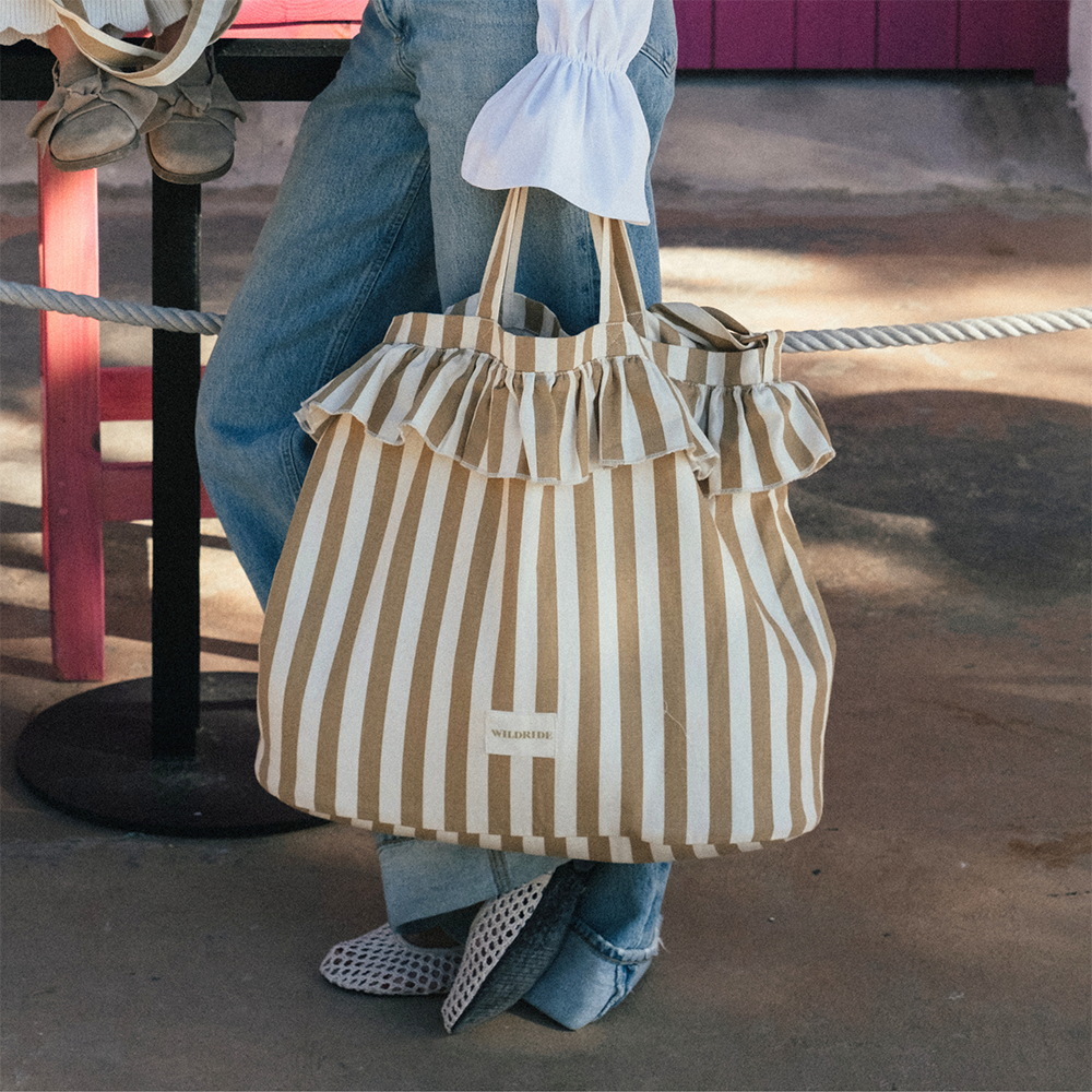 Sac à bandoulière/Mom Bag Wildride 'Ruffle' rayé beige