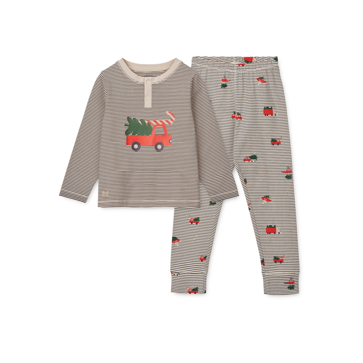 Liewood Schlafanzug Set &#39;Wilhelm&#39; Holiday Vehicle/Stripe Navy