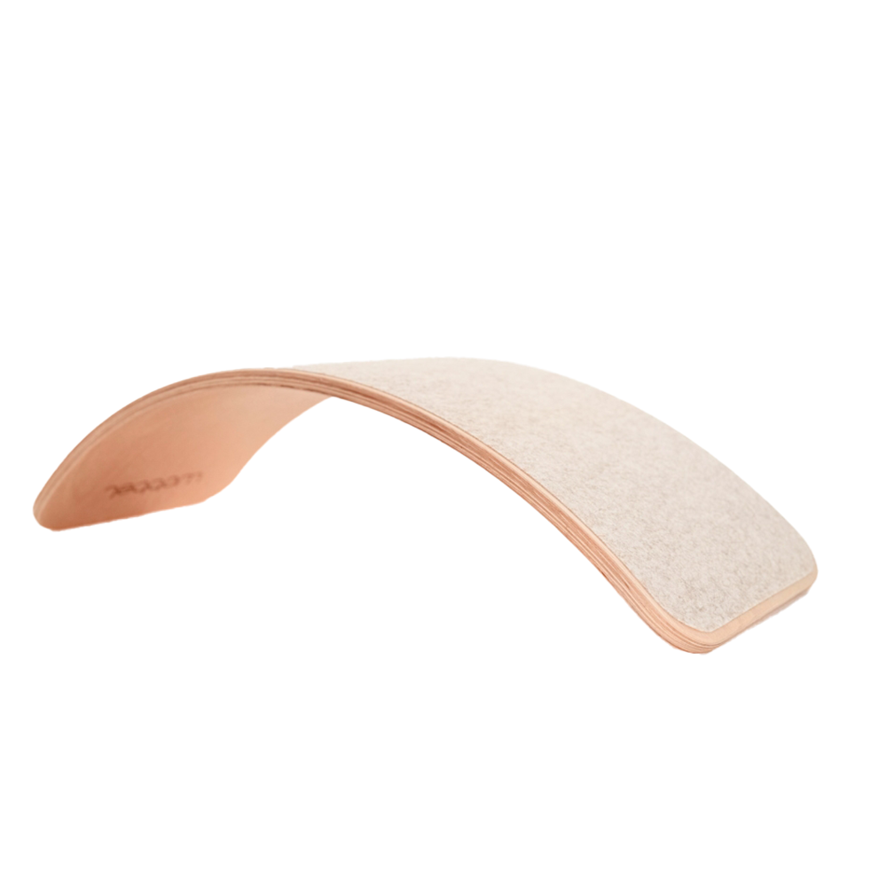 Wobbel  Original Balance Board transparent lackiert mit Filz  Wooly