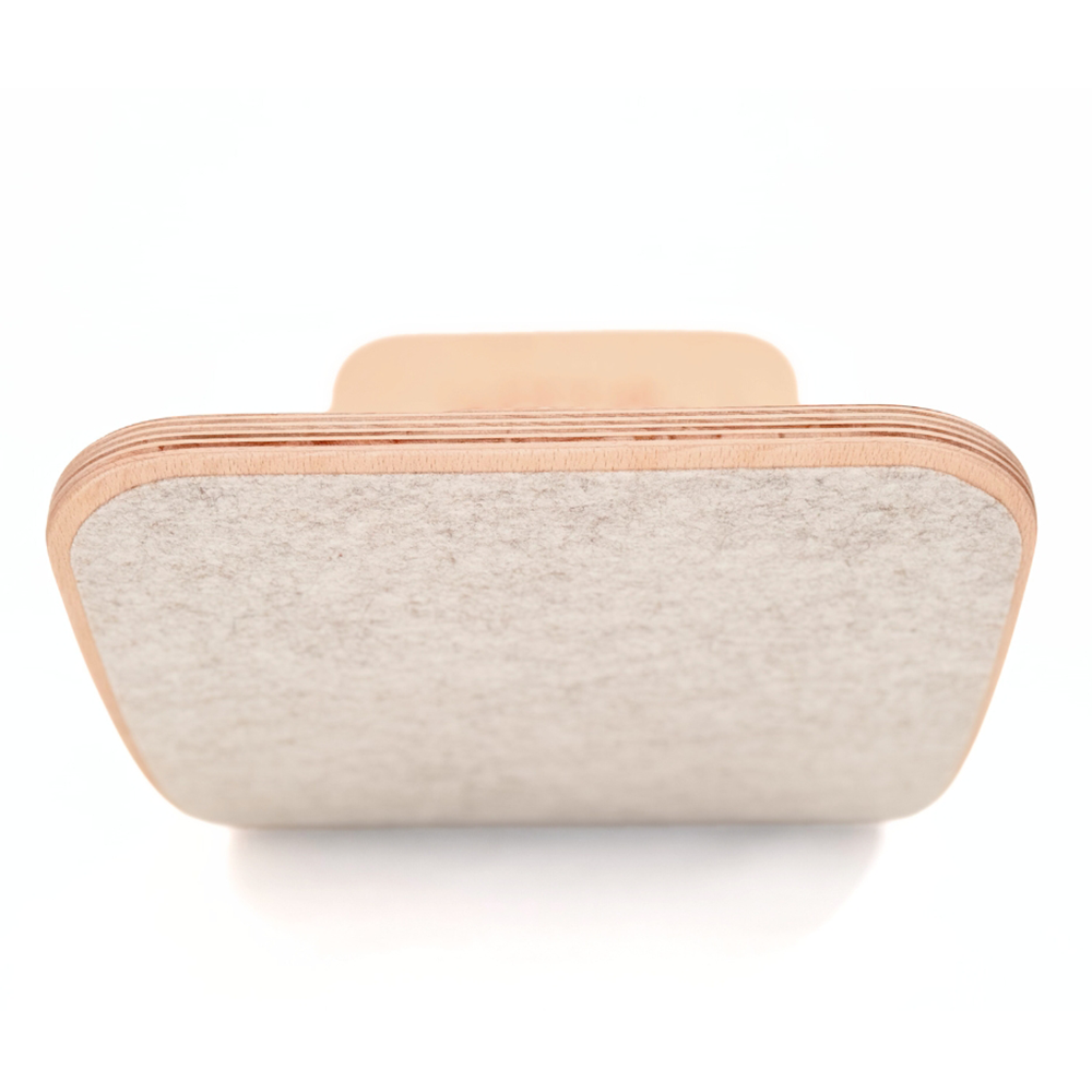 Wobbel  Original Balance Board transparent lackiert mit Filz  Wooly