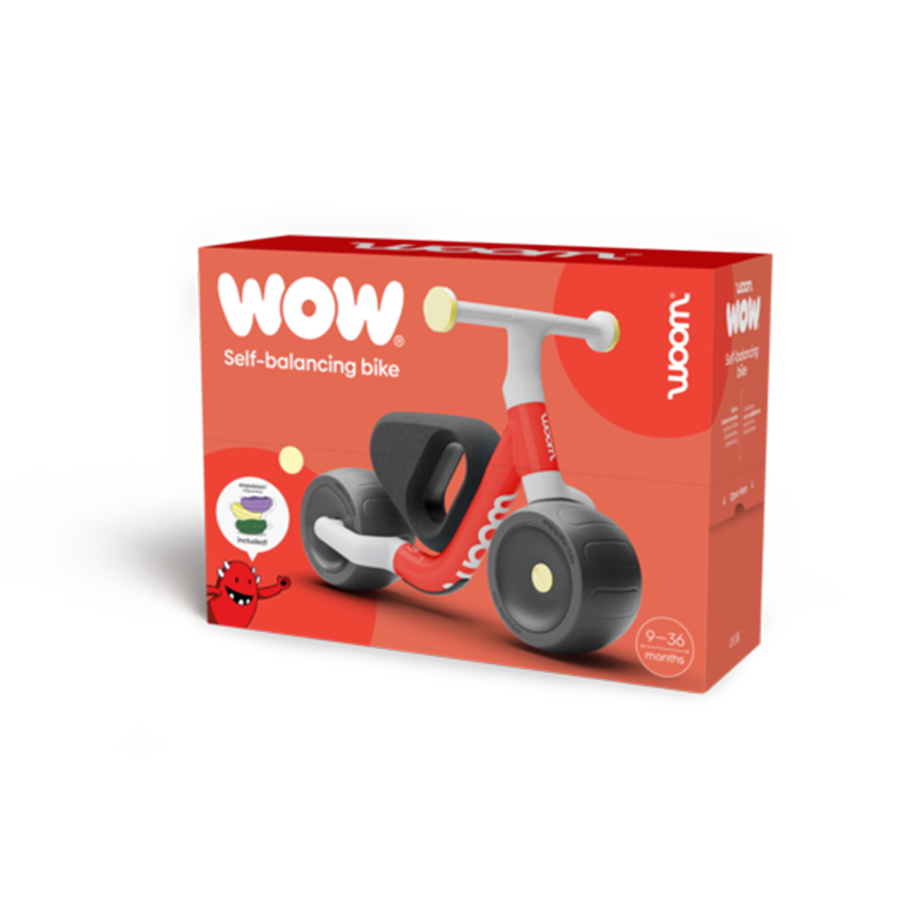 Woom WOW selbstbalancierendes Laufrad mit 3 Stapelsteinen Original Minis Woom Red