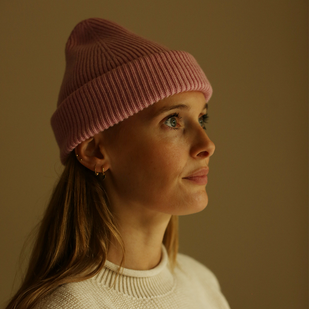 White Beanie Fonzie for Adults Cotton Candy