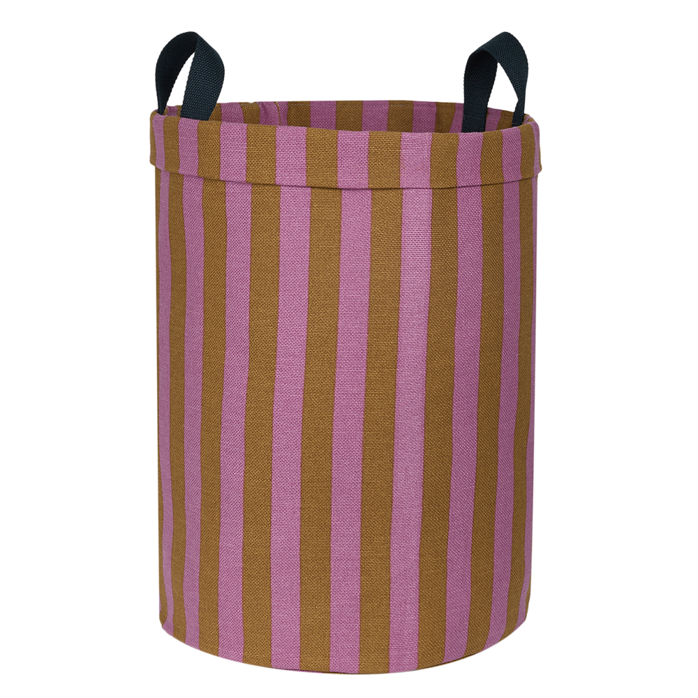 Nobodinoz  Grosser runder Aufbewahrungskorb Pink Curry Stripes