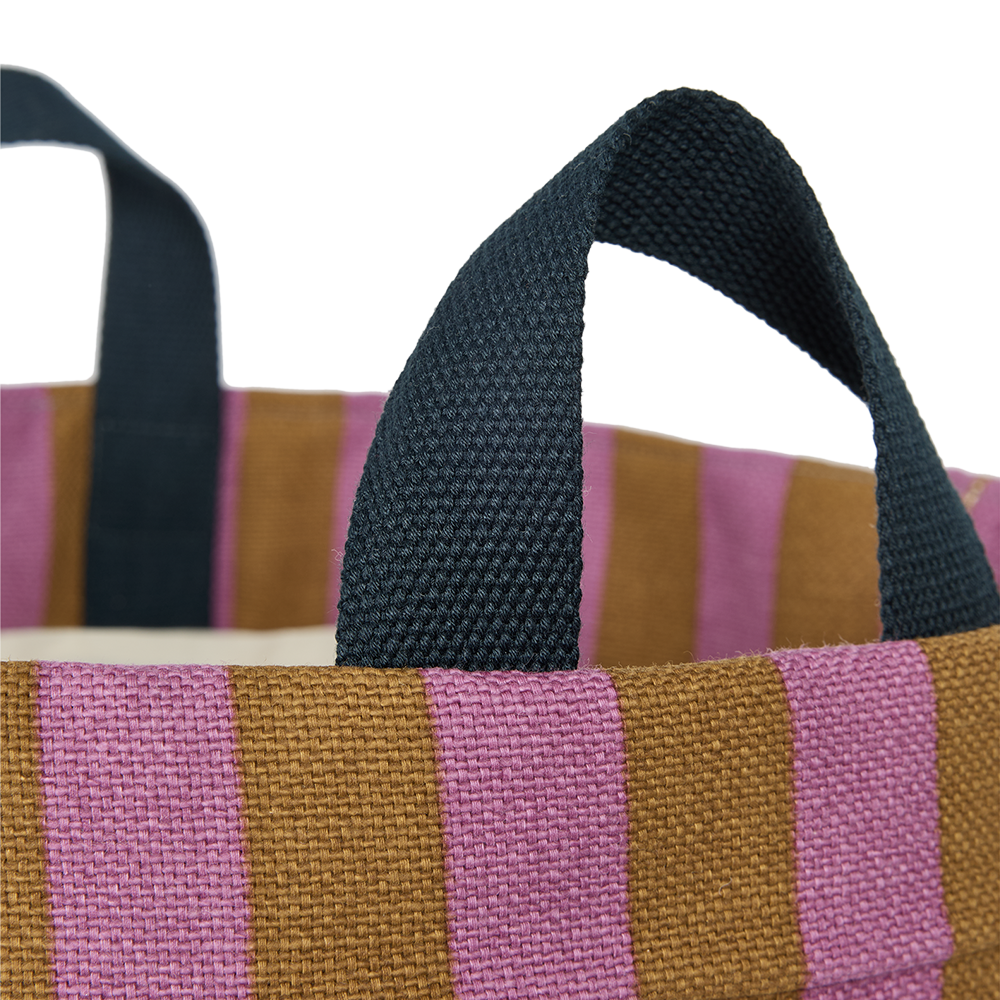 Nobodinoz  Grosser runder Aufbewahrungskorb Pink Curry Stripes