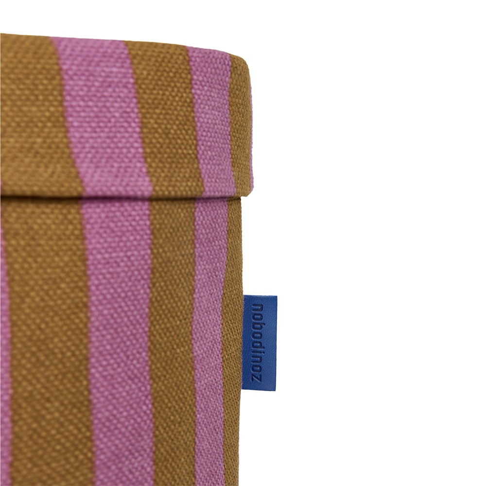 Nobodinoz  Grosser runder Aufbewahrungskorb Pink Curry Stripes