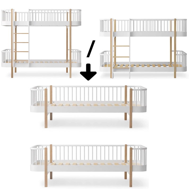 Oliver Furniture &lt;br/&gt; Umbauset Wood Etagenbetten zu zwei Bettsofas &lt;br/&gt; Weiss/Eiche