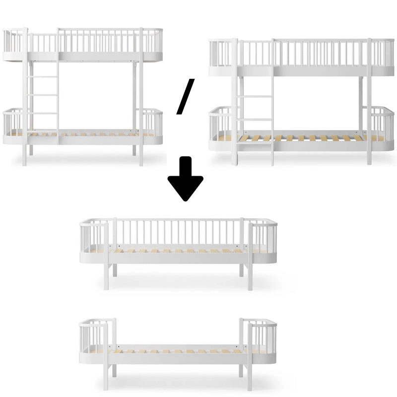 Oliver Furniture  Umbauset Wood Etagenbetten zu 1 Einzelbett und 1 Bettsofa  Weiss