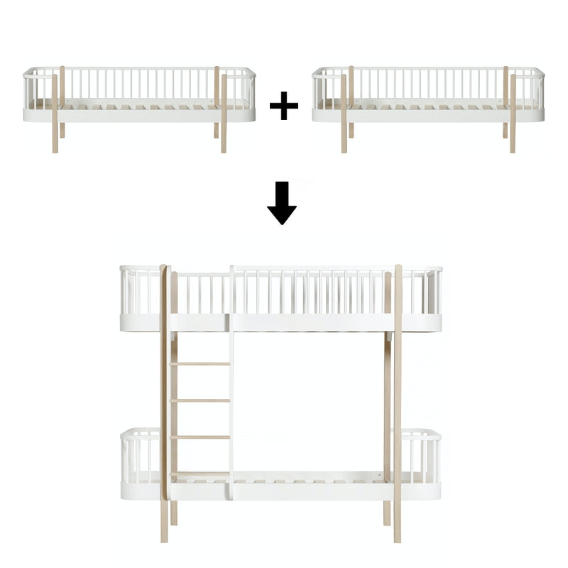Oliver Furniture Conversion Kit Wood 2 Day Beds to Bunk Bed White/Oak