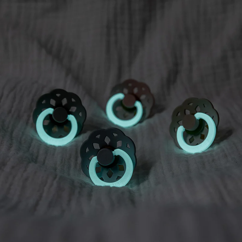 Bibs Dummies 0-6 Months 2-Pack Boheme 'Glow in the dark' Sage/Cloud