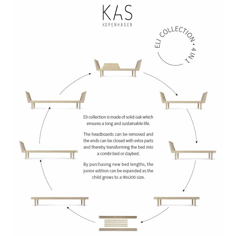 Kas Kopenhagen Bed Ends for conversion to Eli Daybed Light Oil Oak