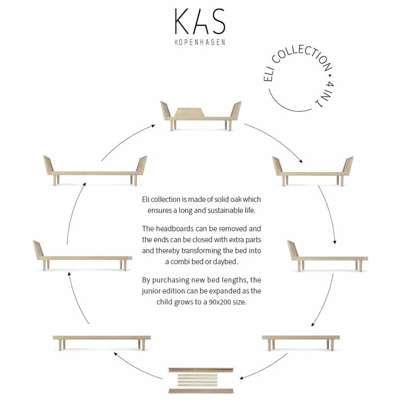 Kas Kopenhagen  Eli Kombibett Junior 90 x 160 cm Light Oil Oak