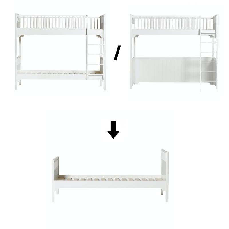 Oliver Furniture  Umbauset Seaside Classic Etagen-/Hochbetten zum Einzelbett  Weiss