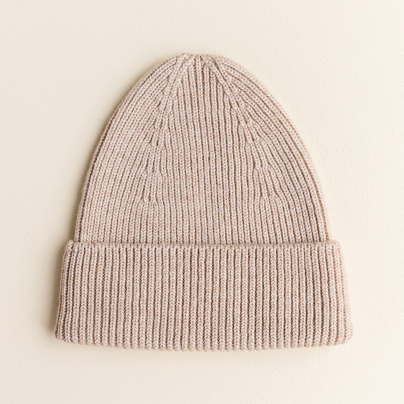Hvid  Kids Beanie Fonzie  Sand
