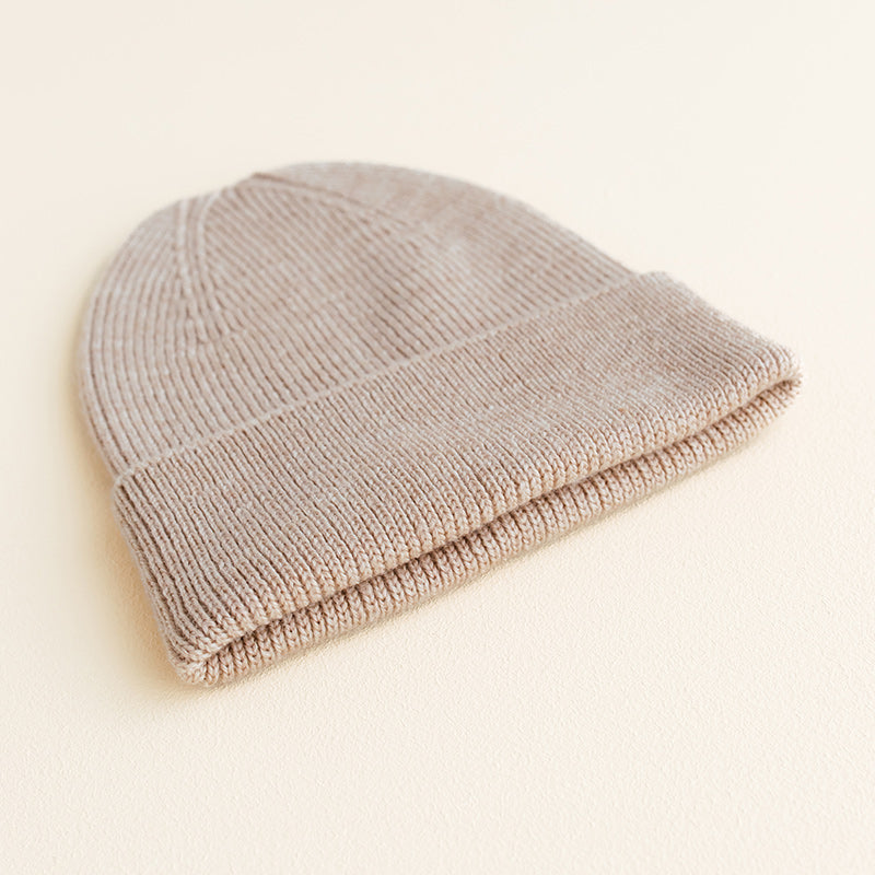 Hvid  Newborn Beanie Fonzie Sand