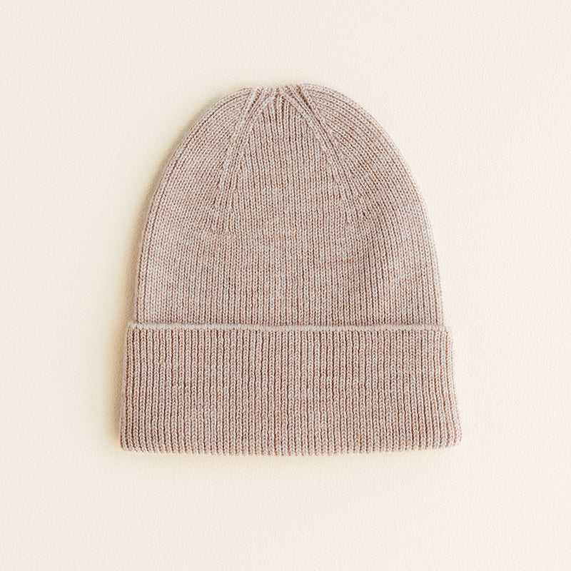 Hvid  Newborn Beanie Fonzie Sand