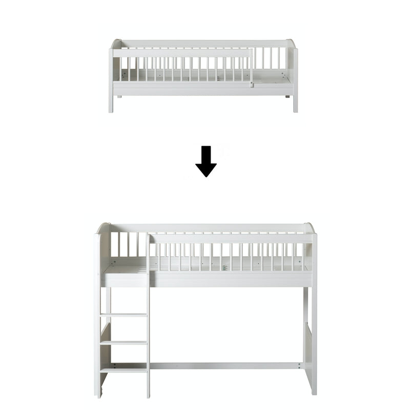 Oliver Furniture  Umbauset Seaside Lille+ Juniorbett zum halbhohen Hochbett  Weiss