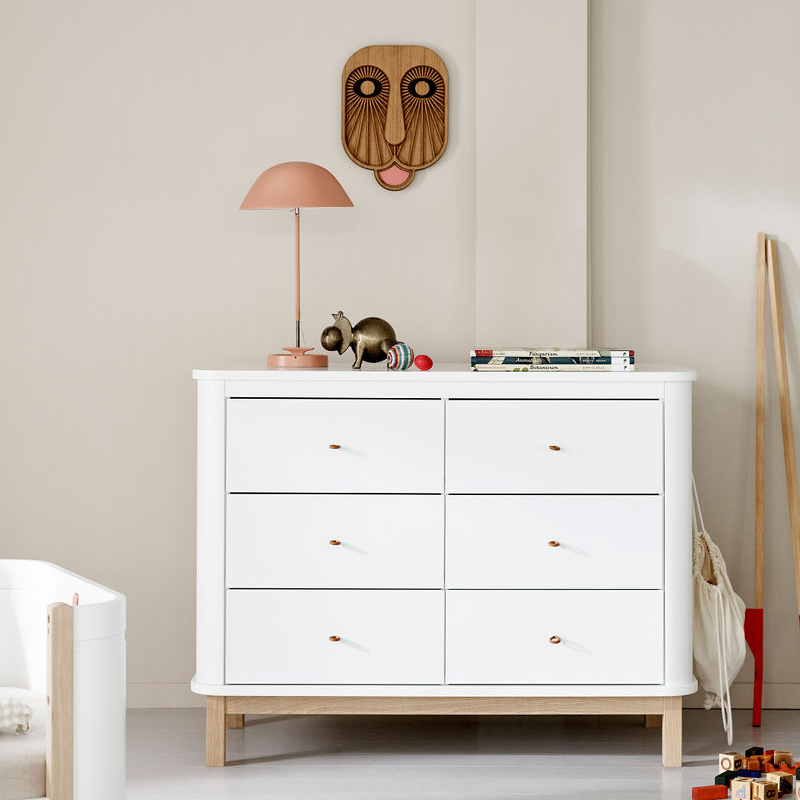 Oliver Furniture  Wood Kommode mit 6 Schubladen  Weiss/Eiche