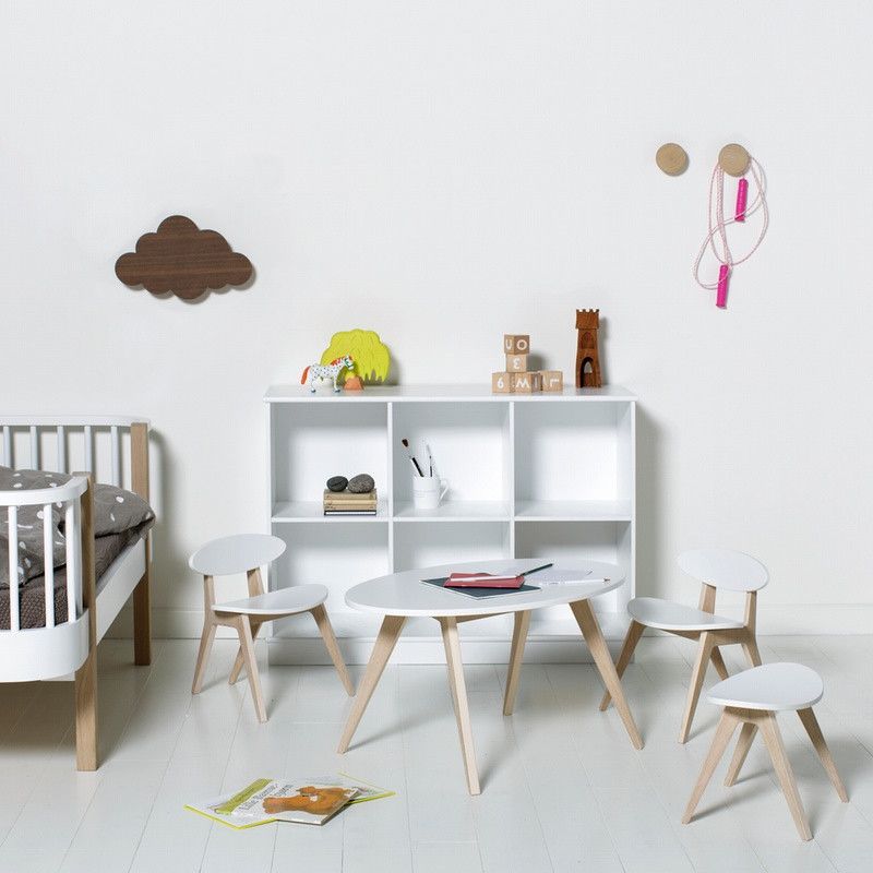 Oliver Furniture &lt;br/&gt; Hocker PingPong Wood &lt;br/&gt; Weiss/Eiche,Stühle, Oliver Furniture - SNOWFLAKE kindermöbel concept store