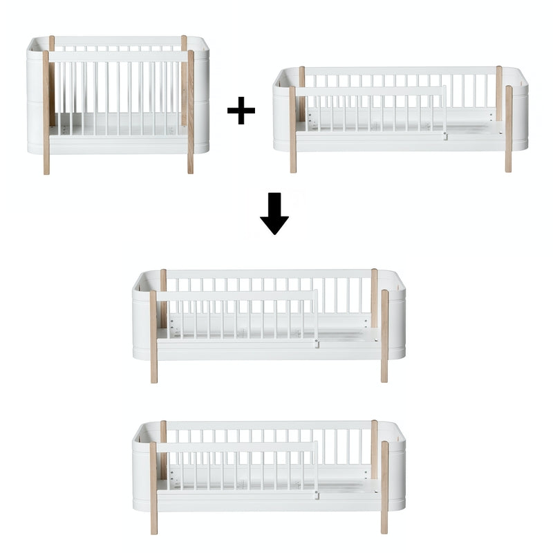Oliver Furniture  Umbauset Wood Mini+ Basic und Geschwisterset zu 2 Juniorbetten  Weiss/Eiche