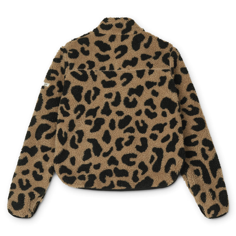 Liewood – Tolle flauschige Flor Jacke &quot;Nelson&quot; für Mamas in stylischem Leo Print &quot;Mega Leo / Oat&quot;