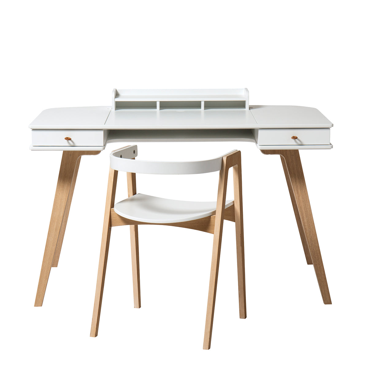 Oliver Furniture  Kinder Schreibtisch Wood 66cm &amp; Armlehnstuhl Set  Weiss/Eiche