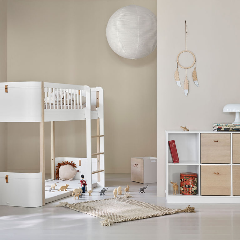Oliver Furniture  Wood Mini+ Halbhohes Hochbett  Weiss/Eiche