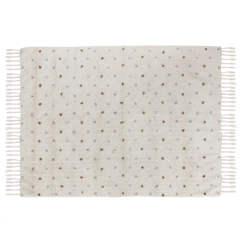 Waschbarer Baumwollteppich in Beige mit bunten Punkten von Kas Kopenhagen