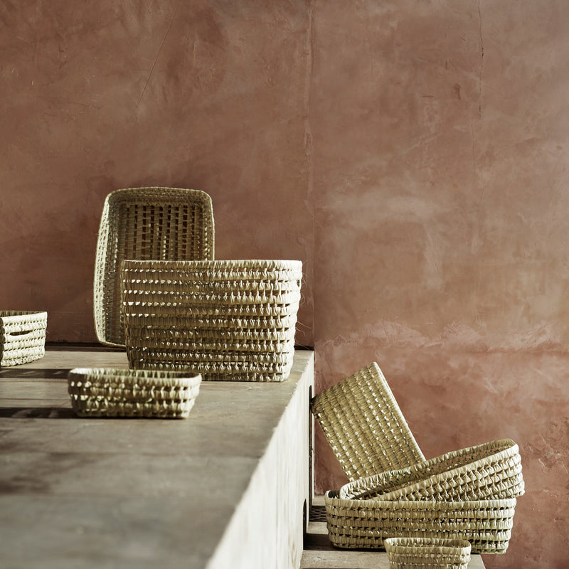 Grosse Aufbewahrungskörbe aus Palmblatt im 2er Set von Tine K Home