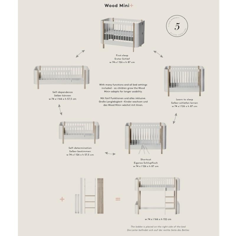 Oliver Furniture &lt;br/&gt; Babybett (und Kinderbett) Wood Mini+ &lt;br/&gt; Weiss/Eiche,Babybetten, Oliver Furniture - SNOWFLAKE kindermöbel concept store