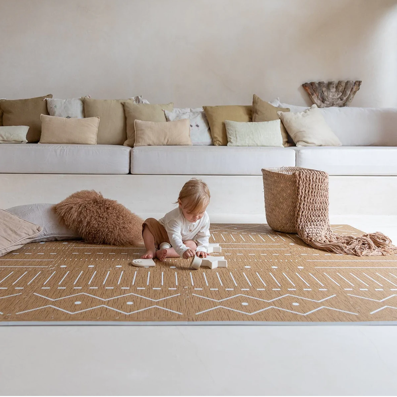 ToddleKind – Spielmatte / Puzzlematte mit tollem Boho Muster &quot;Berber&quot; in tollem Kamelbraun &quot;Camel&quot;