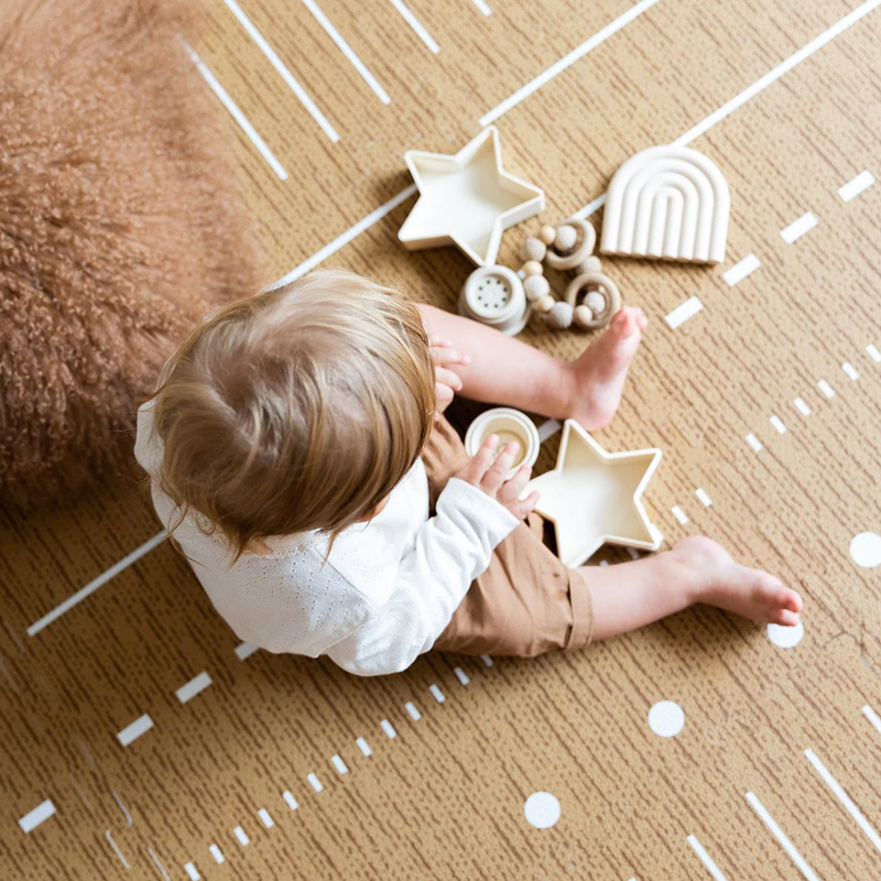 ToddleKind – Spielmatte / Puzzlematte mit tollem Boho Muster &quot;Berber&quot; in tollem Kamelbraun &quot;Camel&quot;
