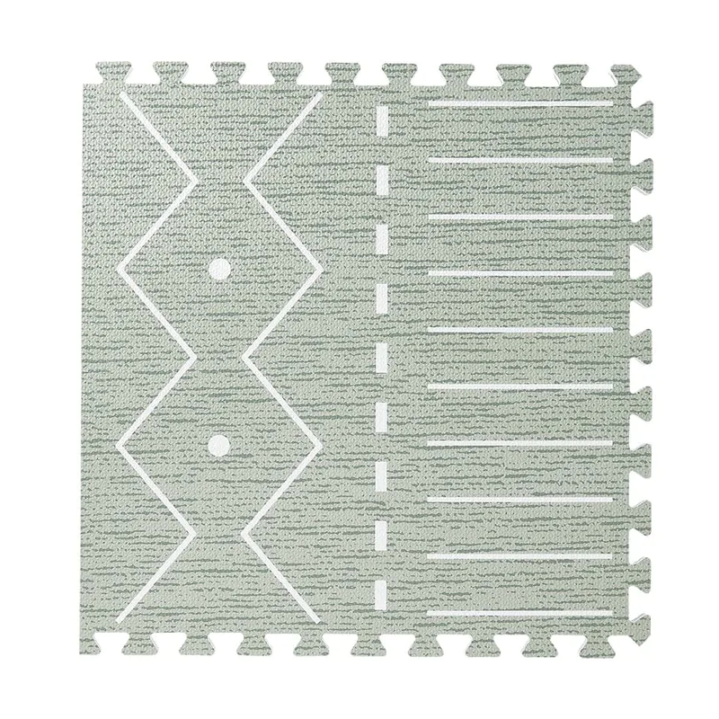 ToddleKind – Spielmatte / Puzzlematte mit tollem Boho Muster &quot;Berber&quot; in schönem grün &quot;Moss&quot;