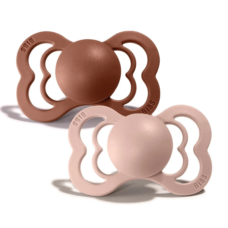 Bibs Pacifier Supreme Silicone 6-18 months Woodchuck/Blush