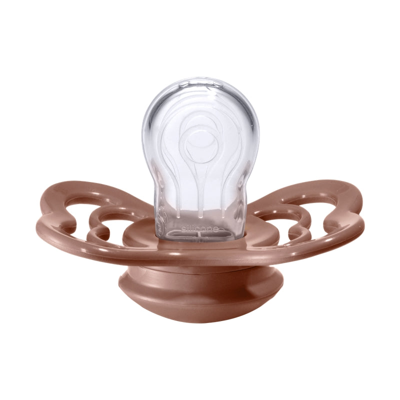 Bibs Pacifier Supreme Silicone 6-18 months Woodchuck/Blush