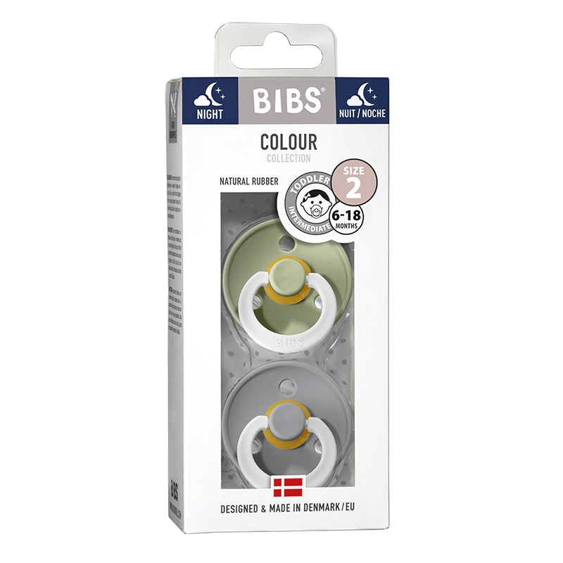 Bibs Glow in the Dark Pacifiers 6-18 Months Sage/Cloud