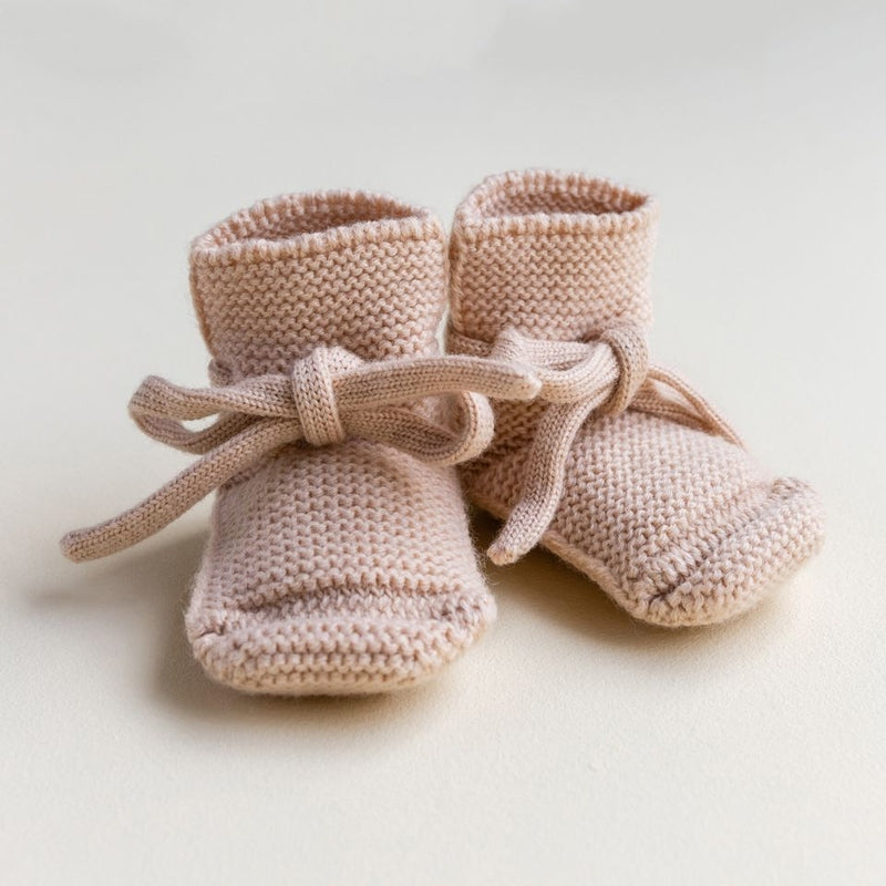 Hvid  Baby Strickschuhe  Apricot
