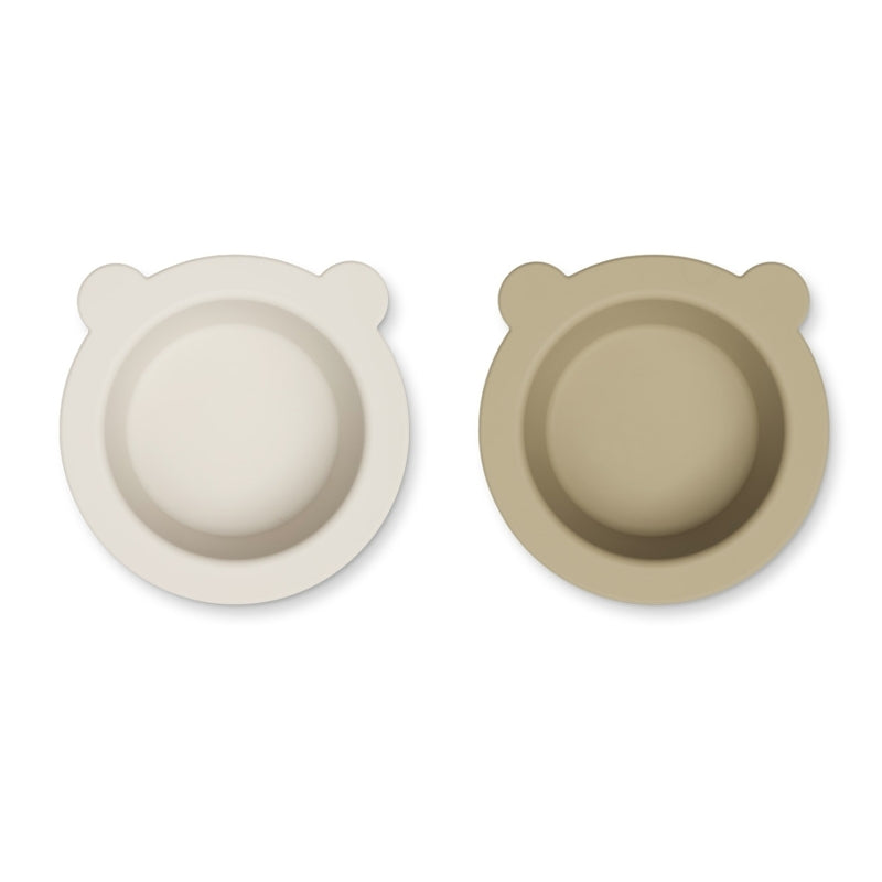 Liewood  Silikon Teller mit Saugnapf 2er Set 'Peony'  Sandy/Oat Mix