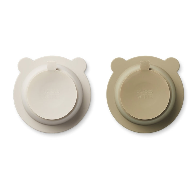 Liewood  Silikon Teller mit Saugnapf 2er Set 'Peony'  Sandy/Oat Mix