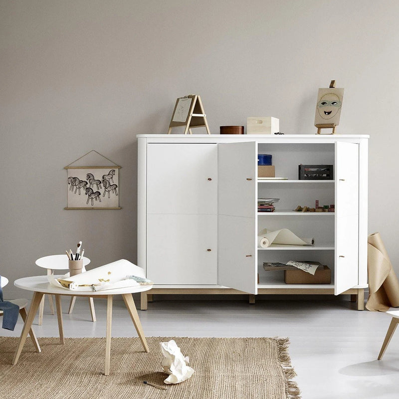 Oliver Furniture  Wood Multi-Schrank 3-türig  Weiss/Eiche